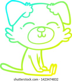 dibujo de línea de degradado frío de un perro de dibujos animados