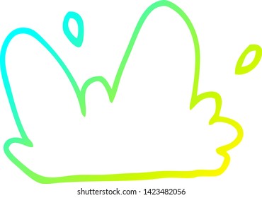 dibujo de línea de gradiente frío de una splat de barro de dibujos animados