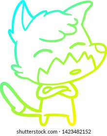 cold gradient line drawing of a cartoon fox