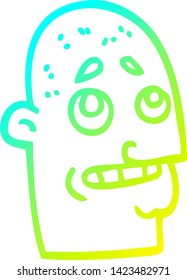 cold gradient line drawing of a cartoon bald man