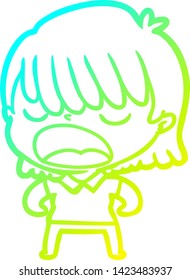 dibujo de una caricatura de una mujer hablando fuerte