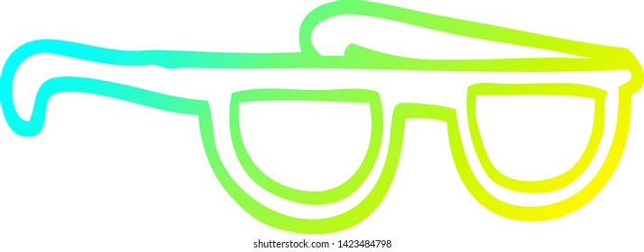 dibujo de línea de gradiente frío de una gafas de sol de dibujos animados