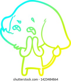 cold gradient line drawing of a cartoon elephant remembering