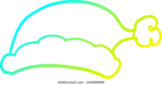 cold gradient line drawing of a cartoon christmas hat