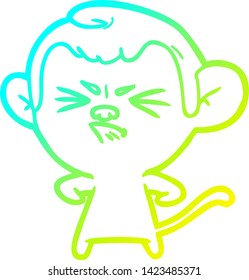 cold gradient line drawing of a cartoon angry monkey