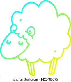 cold gradient line drawing of a cartoon sheep