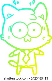 cold gradient line drawing of a cartoon surprised cat