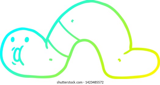 dibujo de línea de gradiente frío de un gusano sorprendido