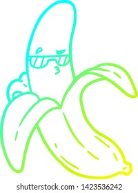kalte Farbverlauf-Linienzeichnung einer Cartoon-Banane
