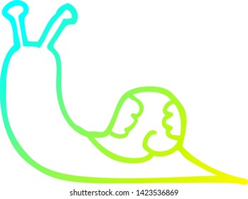 cold gradient line drawing of a cartoon snail