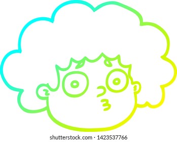 cold gradient line drawing of a cartoon big hair boy