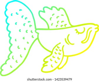 cold gradient line drawing of a cartoon chinese fighting fish