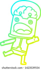 kalte Farbverlauf-Linienzeichnung eines Cartoon-Roboters