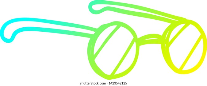 cold gradient line drawing of a cartoon spectacles