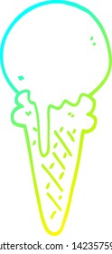 cold gradient line drawing of a cartoon ice cream cone