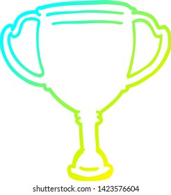 dibujo de línea de gradiente frío de un trofeo deportivo de dibujos animados