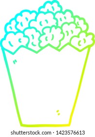 kalte Farbverlauf-Linie Zeichnung eines Cartoon-Kino Popcorn