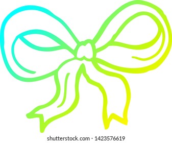 cold gradient line drawing of a cartoon decorative bow