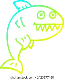 dibujo de línea de gradiente frío de un tiburón mortífero