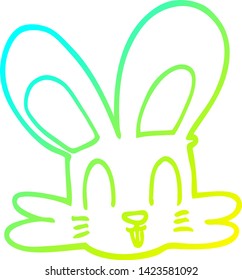 cold gradient line drawing of a cartoon cute bunny