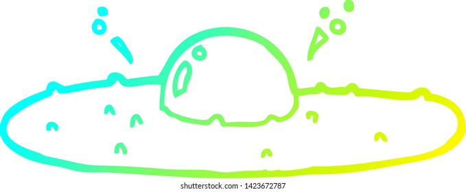 cold gradient line drawing of a cartoon fried egg