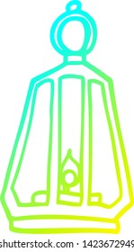 cold gradient line drawing of a cartoon lantern