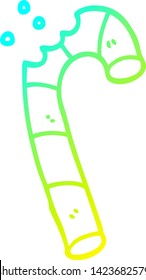 cold gradient line drawing of a cartoon xmas candy cane