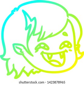 cold gradient line drawing of a cartoon vampire girl face