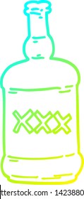 cold gradient line drawing of a cartoon spirits bottle