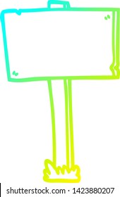 cold gradient line drawing of a cartoon sign post