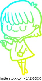 dibujo de línea de gradiente frío de una mujer caricaturista