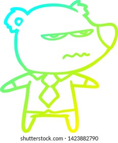 dibujo de una línea de degradado frío de un oso jefe enojado