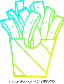 cold gradient line drawing of a cartoon takeout fries