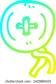 cold gradient line drawing of a cartoon old wooden button 