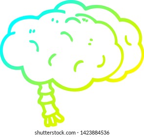 cold gradient line drawing of a cartoon brain