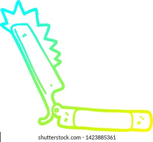 cold gradient line drawing of a cartoon sharp razor