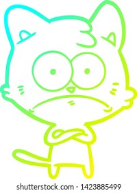 dibujo de línea de gradiente frío de un gato nervioso