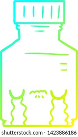 cold gradient line drawing of a cartoon pill jar