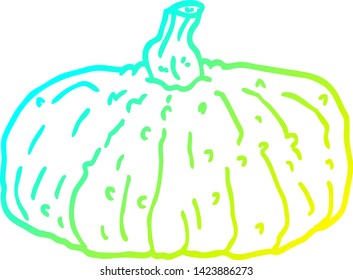 cold gradient line drawing of a cartoon pumpkin