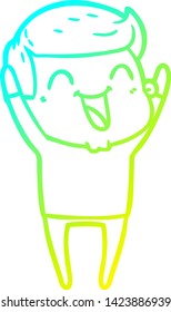 cold gradient line drawing of a cartoon man laughing
