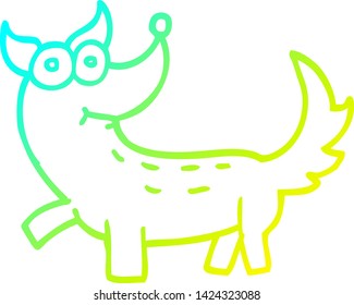 cold gradient line drawing of a cartoon dog