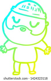 cold gradient line drawing of a cartoon man with beard