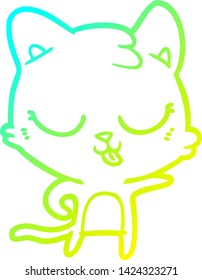 cold gradient line drawing of a cartoon cat