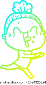 dibujo de una anciana feliz con gradiente frío