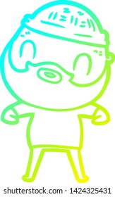 dibujo de línea de gradiente frío de un hombre barbudo de dibujos animados