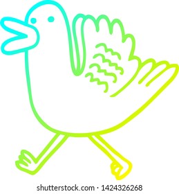 cold gradient line drawing of a cartoon duck running