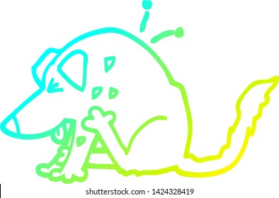 cold gradient line drawing of a cartoon dog scratching