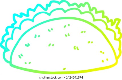 cold gradient line drawing of a cartoon taco
