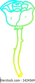 dibujo de línea de degradado frío de una flor de dibujos animados