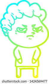 dibujo de una línea de degradado frío de un hombre enojado
